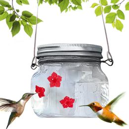 Other Bird Supplies 475ml Mason Jar Hummingbird Feeder With 3 Red Feeding Ports Durable Plastic Glass Outdoors Garden Hanging Accessories