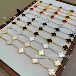 Designer 1to1 Bangle Luxury Jewellery leaf clover bracelet Fanjia V gold version five flower shell CNC buckle Colour preservation technology live broadcast