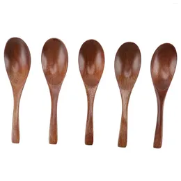 Coffee Scoops 5Pcs Handmade Japanese Style Wooden Soup Spoons 6 Inch Long Spoon For Tea Drinks