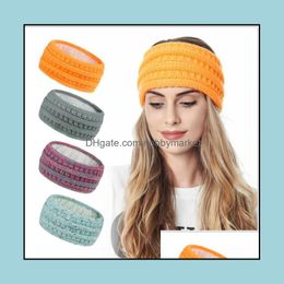 Bandanas Winter Warmer Ear Knitted Headband Turban Cloghet Plus Veet Hairband Headwrap Wide Stretch Girls Lady Headscarf Headdress Dro Otjb4