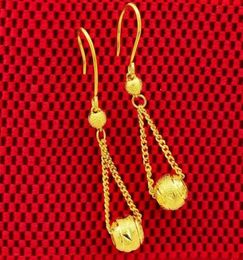 Dangle Chandelier Lucky Bead Drop Earrings For Women 24K Gold Plated Trendy Dangling Bridal Wedding Hook Jewelry7397094