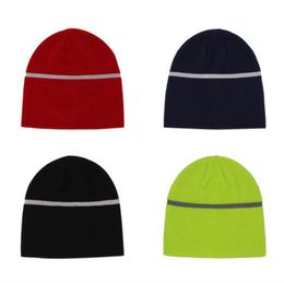 Reflective Beanie Hats for Men and Women Sports Night Running Caps High Visibility Safety Beanie Hats 10pcslot6442668