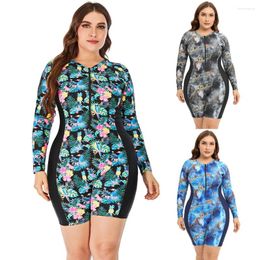 Women's Swimwear Women Plus Size One-piece Conservative Long Sleeve Beach Swimsuit