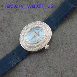 Top AP Wrist Watch 67395BC Female Light Blue Plate Original Diamond 18K White Gold Quartz Womens Watch