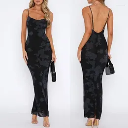 Casual Dresses 2024 Black Strapless Printed Camouflage Long Dress For Women's Party Parties Sleeveless Tight Fitting Backless YDL46