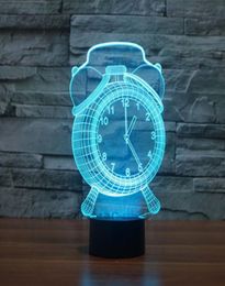 3D Optical Illusion Clock 7 Colour Changing LED Touch Desk Lamp Night LightAlarm Clock Baby Children Kids Bedside Illumination Tab1161433