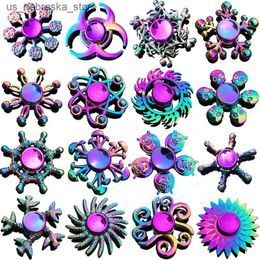 Novelty Games 28 styles of Fidget stress reducing toys rotating finger rotators metal rainbow Coloured alloy metal anti anxiety toys Q240418