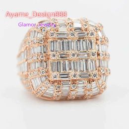 Fine Jewellery Iced Out Hip Hop Gold Plated Sterling Sier Vvs Moissanite Diamond Ring for Men