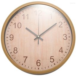 Wall Clocks AT35 Modern Non Ticking Clock Silent Round Quartz Wood Grain For Living Room Office 12 Inch