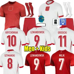 2024 2025 New Polands Lewandowski Soccer Jerseys Polonia 23 24 KRYCHOWIAK GROSICKI Zielinski Milik Zalewski Szymanski Polish Football Shirt Men Kids Kit