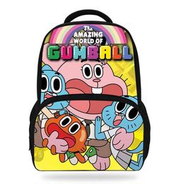 New Cartoon The Amazing World Of Gumball print Backpack Cute Pattern Kids Book Bags Girls School Backpacks Kindergarten Bag boys2279467
