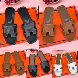 Designer Sandalen Luxus Frauen Orange Pantoffeln Sommer Leisure Mode Herren echte Lederferien