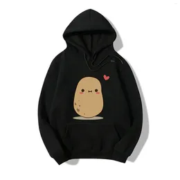 Women's Hoodies 2024 Kawaii Hoodie Cartoon Potato Print Long-sleeved Sweatshirt Loose Pocket Hooded Sweatshirts Sudaderas Con Capucha