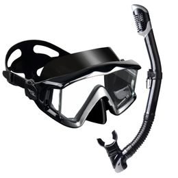 Adult Pano 3 Window Tempered Glasses Diving Mask Set Dry Top Snorkel Mask No Leakage Diving Mask for Snorkelling 240410