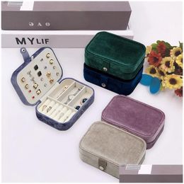 Jewellery Boxes Veet Box Portable Travel Storage Case Double Layer Display For Earring Ring Necklace Bracelet Drop Delivery Pac Dhgarden Dhwam