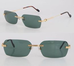 Latest Fashion Metal Large Square Styles Rimless Sunglasses 18K Gold Male and Female Sun Glasses Luxury Protection Eyeglasses Fash4349246