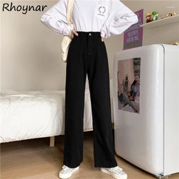 Women's Jeans Women Fashion Simple Solid Korean Leisure High Waist Straight Cosy Streetwear Loose All-match Students Trousers