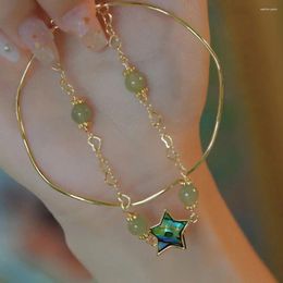 Charm Bracelets Jewellery Emerald Bangles Star Moon Pendant Double Layer Female Hand Chain Women Jade Bead