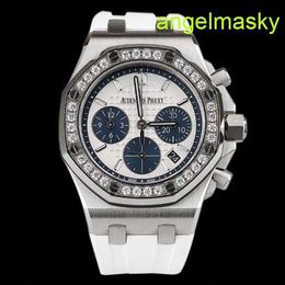 Unisex AP Wrist Watch Royal Oak White Face Blue Eyes 26231ST Automatic Mechanical Womens dial 37mm Chronograph