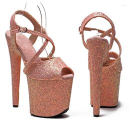 Dress Shoes 20cm/8inches Shiny PU Upper Electroplate Platform High Heel Sandals Sexy Model Pole Dance 258