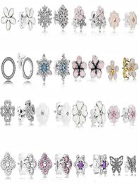 NEW 100 925 Sterling Silver ra Earrings Flower Butterfly Ear Studs charm Beads Fit Original DIY Dangler Whole factory227d46484795439
