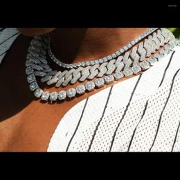 Chains Hip Hop Iced Out Cluster Tennis Chain Cuban Necklace For Men Gold Silver Colour Luxury Miami Link CZ Jewellery