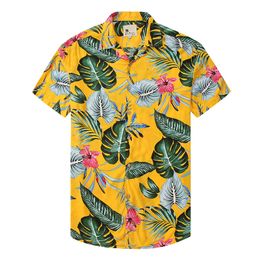 Casual Lapel Men's Shirt Printed Thin Hawaiian Flower Shirts Printing Top Floral Shirts Tee