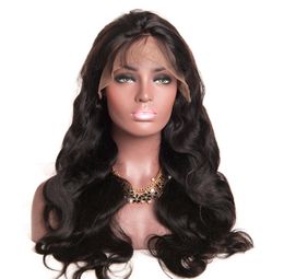 Virgin Brazilian Body Wave Hair Full Lace Wigs 1 1B 4 150 Human Hair Glueless Transparent Lace Wig Pre Plucked Natural Hairlin3635750
