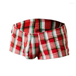 Underpants DIHOPE Breathable Cotton Boxer Trunk Men Soft Plaid Underwear Sexy Cueca Masculina Homme Marca Calzoncillos
