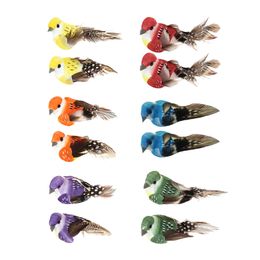 12pcs Set Artificial Birds Fake Foam Animal Simulation Feather Models DIY Wedding Home Garden Ornament Decoration 240416