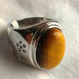 Cluster Rings Fashion Jewellery Listed Men Natural Tigers Eye Stone Size 8 9 10 11 Gift Ring238v