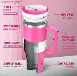 water bottle 1pc New Quencher H2.0 40OZ Mugs Black Chroma Tumbrs Insulated CAN SLATE Car Cups Stainss Steel Coffee Tumbr Winter Pink Target Red Cosmo US STOCK