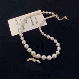 Collana di perle di lussuoso designer di gioielli Diamante Diamond 18K Lettere placcate in oro Collane