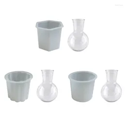 Decorative Figurines Silicone Flower Vase Base Mould Storage Container Accessory For DIY Plaster Candle Crafts Project Gift