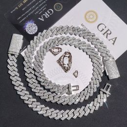 Ketten Halsketten Designer CZ Cuban Link Chain Halskette Titan aus Edelstahl ausgestattet Gold 12mm 14 mm 2 Reihen Moissanit Diamant Hip Hop Schmuck Choker Frauen Geschenk
