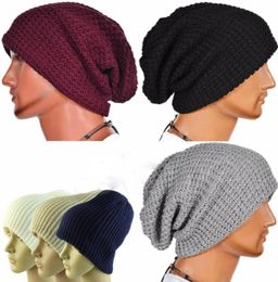 Men and women hat cotton striped hip hop winter warm hat scarf Beanies knit long loose hat headdress6566860