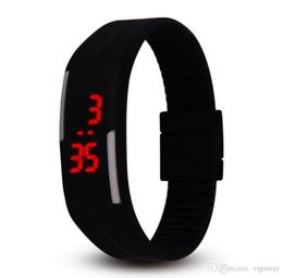 Fashion candy Colour watch 14 Colours Silicone jelly watches Unisex Sports LED Men039s Women039s kids Touch Digital WristWatch3393416