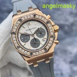 Unisex AP Wrist Watch Epic Royal Oak Series 26231or Womens 18k Rose Gold Original Diamond Panda Face 37mm Automatic Mechanical Watch