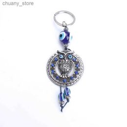 Keychains Lanyards Eye of Evil New Trkiye Blue Owl Animal Key Chain Female Handbag Decoration Key Chain Female Jewelry Accessories Y240417