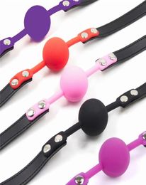 Party Decoration 6Colors Lock Fetish Handcuffs Silicone Ball Gag Open Mouth Toy Bdsm Bondage Restraints Chastity Game7332750