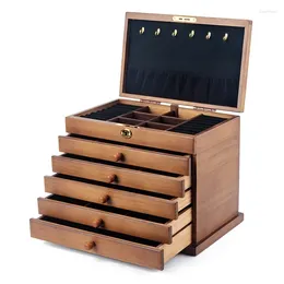 Jewellery Pouches Big Size Box Wood Women Necklace Earrings Display Case Rings Storage Organiser Stand Bracelet Ring