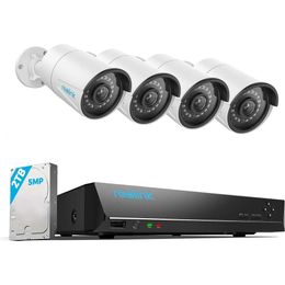 Complete 8CH 5MP Home Surveillance Security Camera System with 4 Wired 5MP Outdoor PoE IP Cameras, Person/Vehicle Detection, 4K 8CH NVR, 2TB HDD for 24/7 Recording