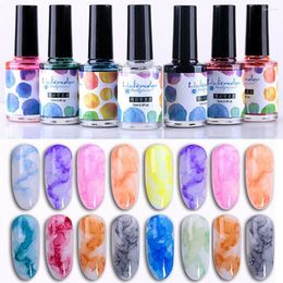 Nail Polish 12 Colours Marble Pattern Pink Smudge Liquid Gradient Long Lasting Blooming Gel