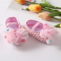 First Walkers Baby Girls Mary Jane Flats With Bowknot Headband Infant Floral Bow Walker Crib Shoes Princess Wedding Dress