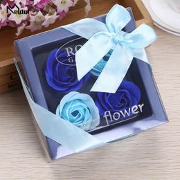 Decorative Flowers Meldel 4Pc Scented Soap Rose Flower In Box Floral Wedding Decoration Valentine's Day Girl Gift