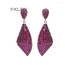 Dangle Earrings FXLRY Elegant Cubic Zirconia Fashion Simple Red Cz Drop Earring For Women Jewelry