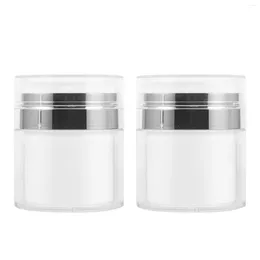 Storage Bottles 50ML Airless Pump Jars 2pcs Empty Refillable Makeup Jar Acrylic Press Containers Leakproof Vacuum Bottle For Travel Spray