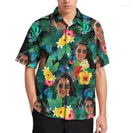 Men's Casual Shirts 2024 Floral Leaves Hawaiian Shirt 3d Printed Portraits Beach Shorts Sleeve Lapel Tee Holiday Tops Blouse