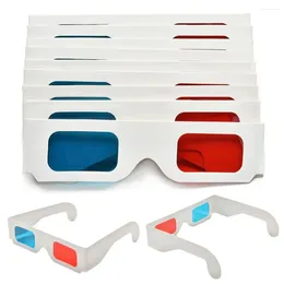 Sunglasses 10Pcs Cyan 3D Glasses Portable TV Real Cinemas Movie Game Red Blue Gaming Cardboard Paper