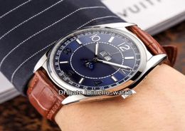 Luxury New Fiftysix Full Calendar Moon Phase Blue Dial 4000E000AB548 Automatic Mens Watch Steel Case Brown Leather Strap Gents W5940483